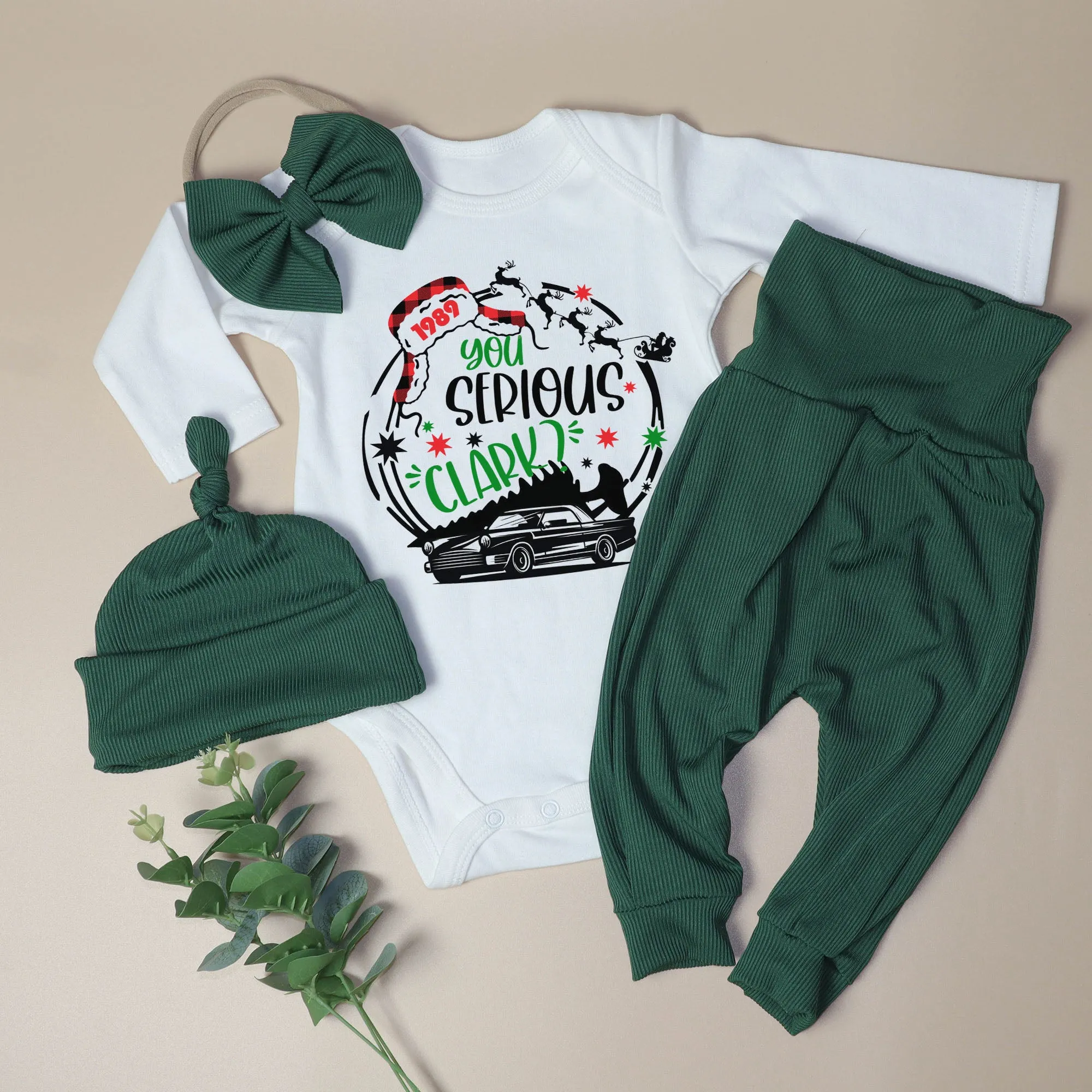 You Serious Clark Baby Onesie and Long Pants Set | Funny Christmas Baby Bodysuit | National Lampoon's Christmas Vacation Baby Onesie